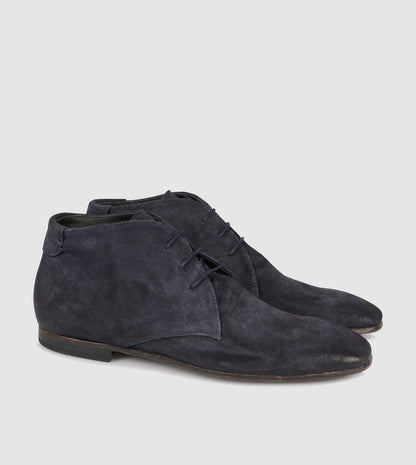Navy Suede Lace Up Boot